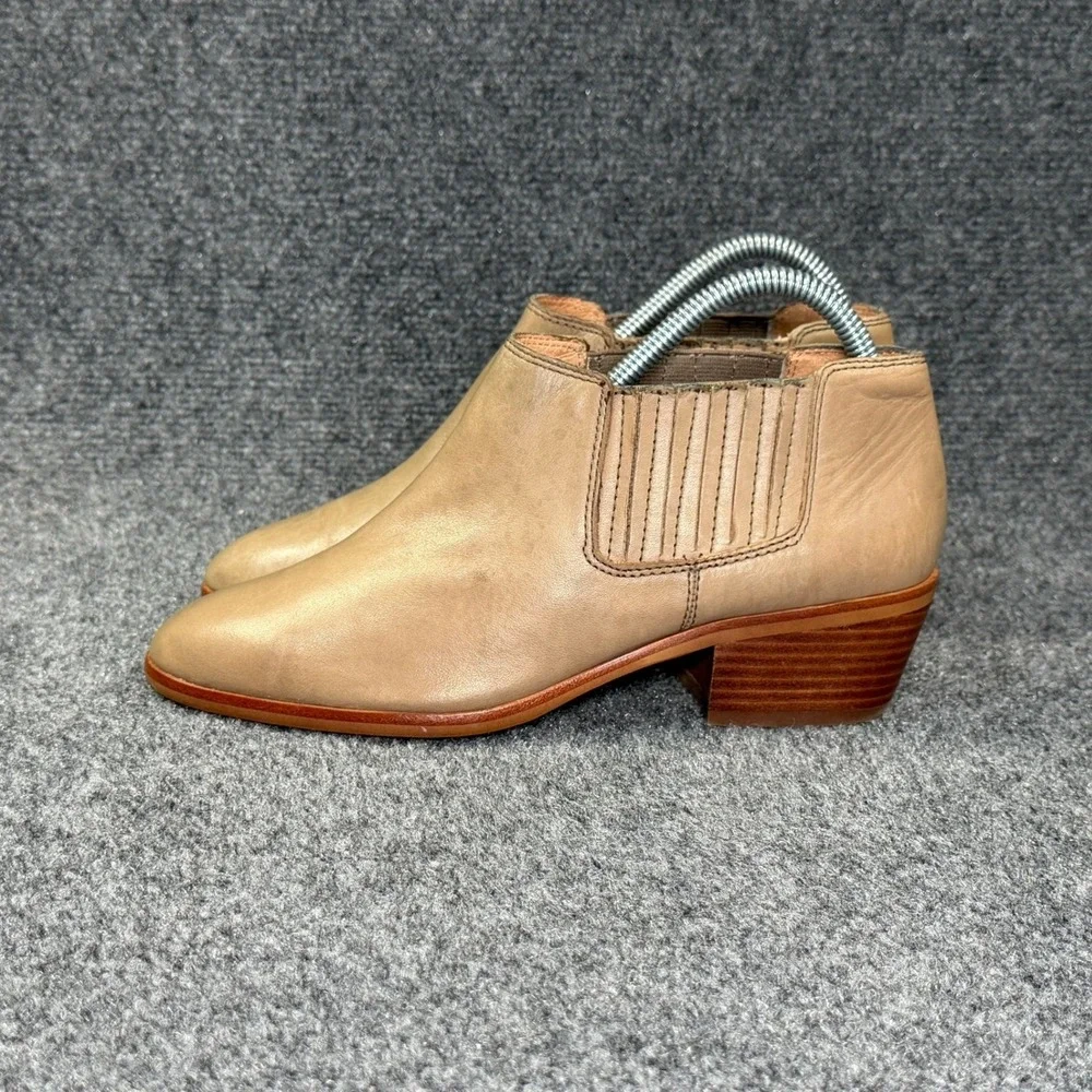 Madewell The Spencer Chelsea Ankle Boots Women's 7.5 Beige Brown Leather Slip On